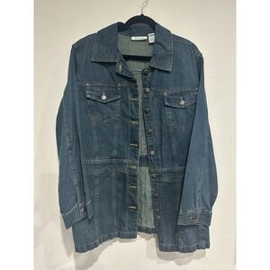 Romans Women's Denim Jacket 20W Blue Buttons Pockets Gently Pre-Owned Dark Wash